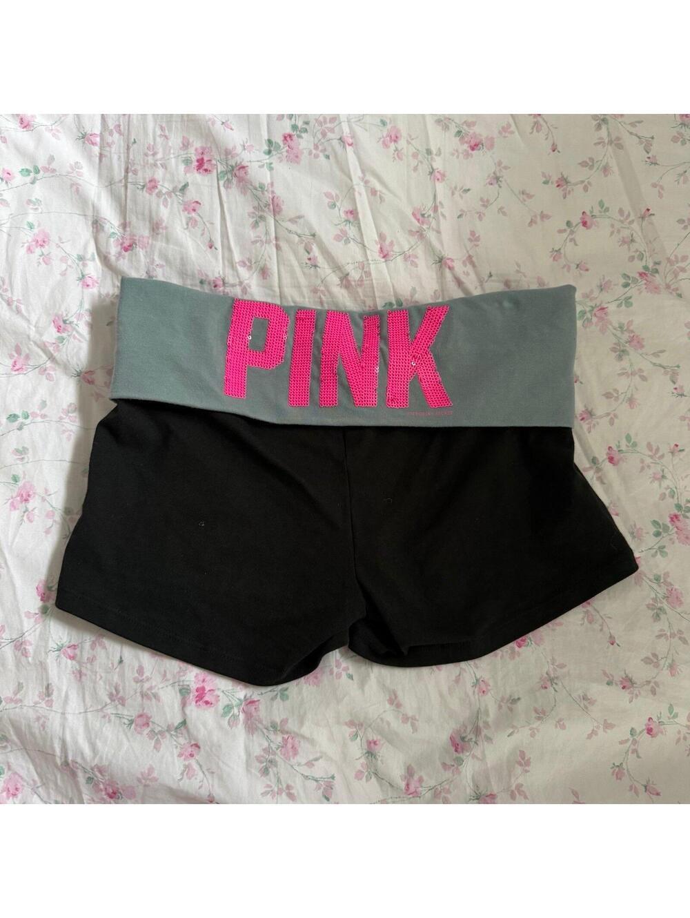 Y2K PINK Victoria Secret Bling YOGA SHORTIE SHORTS